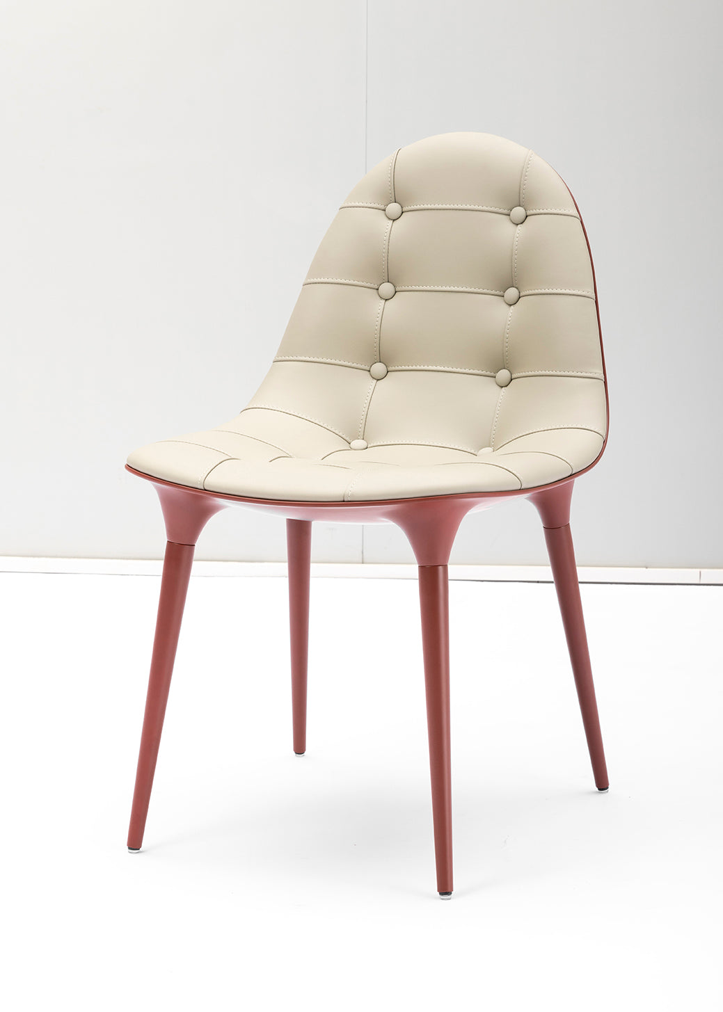 Black Tufted Leather Dining Chair – Modern Button-Tufted Seat with Silver Metal Legs – Mid-Century Industrial Style Kitchen & Office Chair